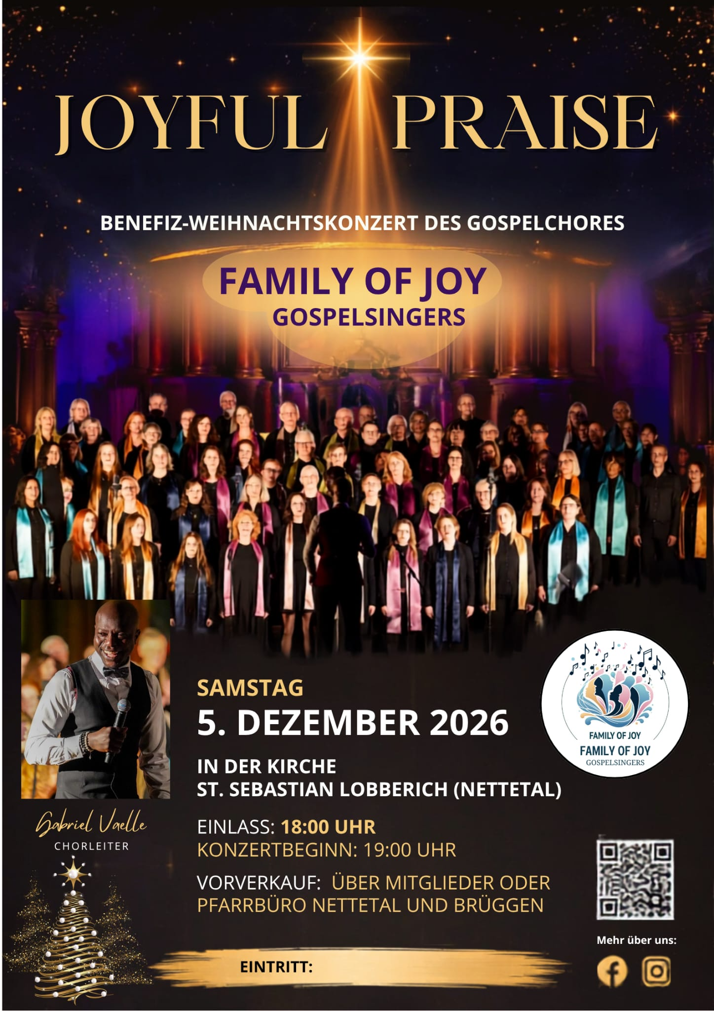 JOYFUL PRAISE – Weihnachts-Benefizkonzert von Family of Joy am 5. Dezember 2026 in St. Sebastian, Nettetal-Lobberich